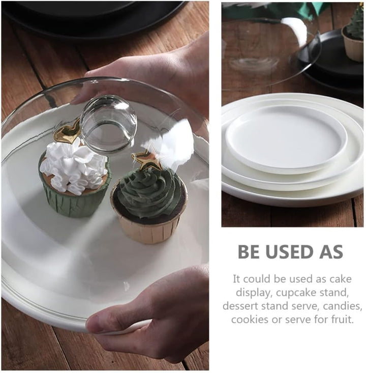 DOITOOL Cupcakes Tortenständer mit Kuppel Keramik-Tortenständer mit Glasdeckel Tortenplatte Servierp