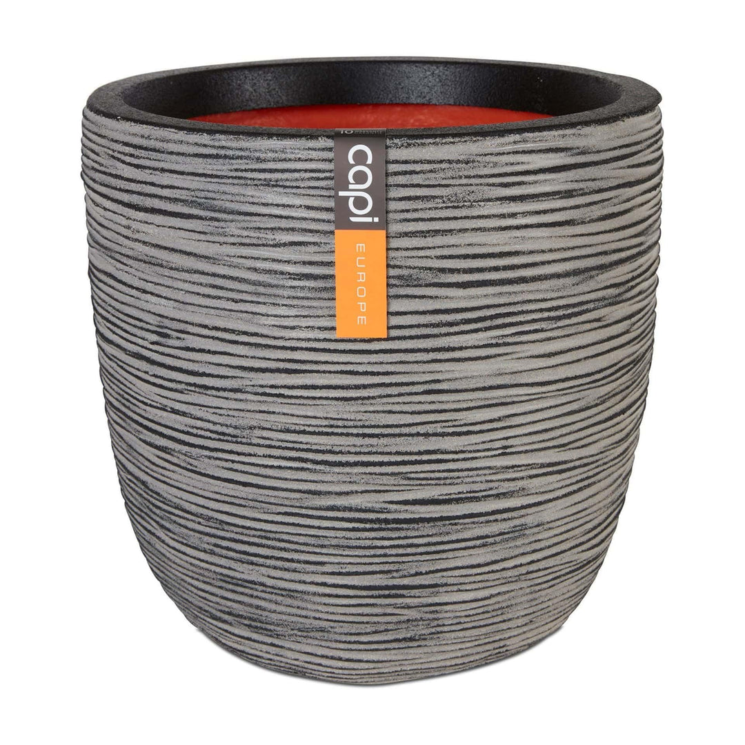 Capi Europe - Blumentopf Kugel Rib NL - 43x41 - Anthrazit - Öffnung Ø35 - Blumentopf für den Innen-