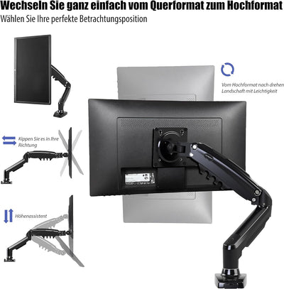 Invision Monitor Halterung für 17-27 Zoll Bildschirme, Monitor Arme, Bildschirmhalterung 1 Monitor,