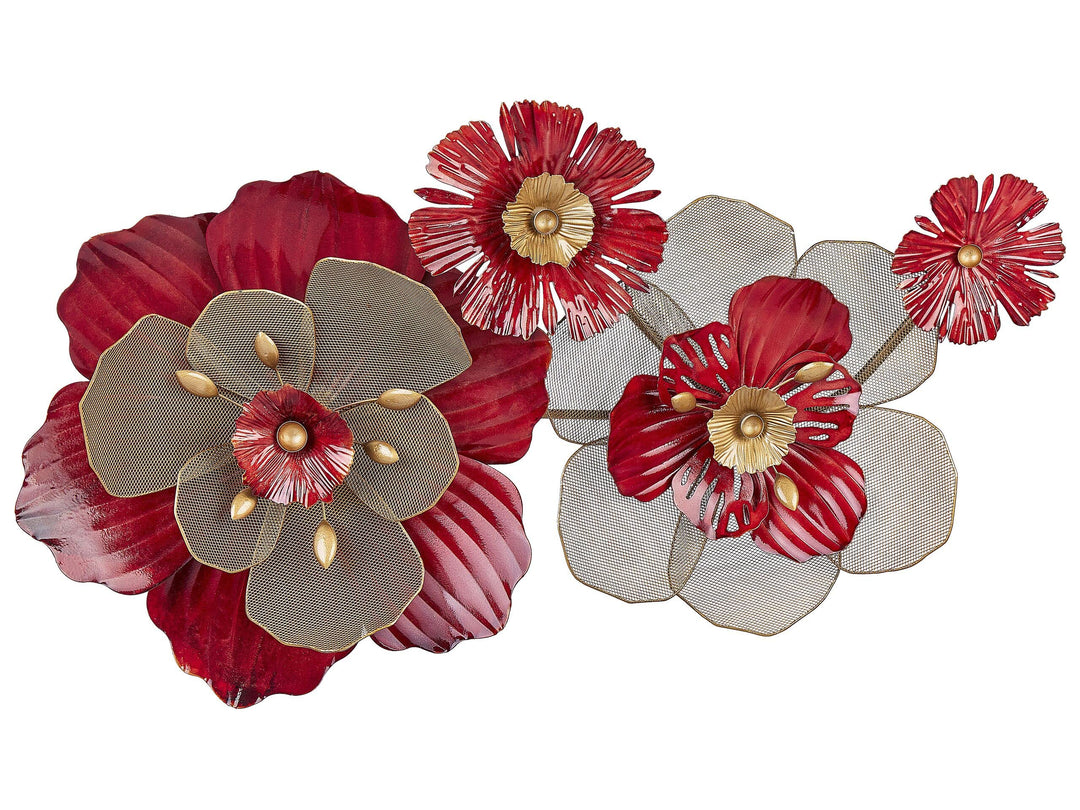 Wanddekoration Blumen Metall rot / gold einteilig handgemacht Modern Scandium