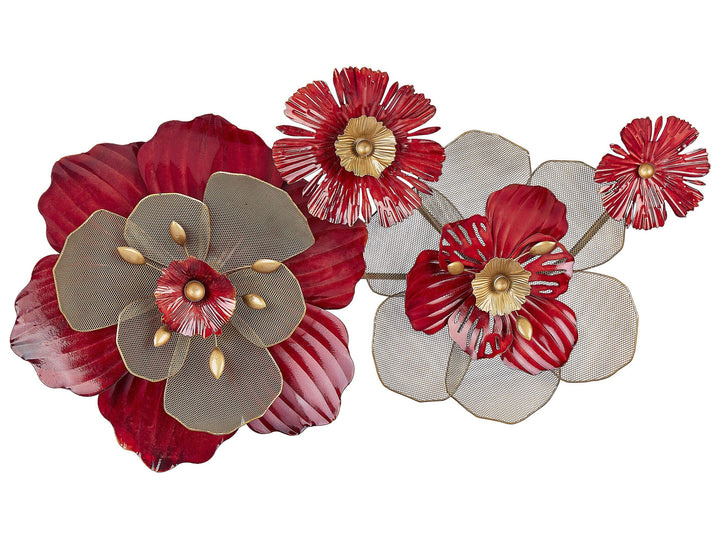 Wanddekoration Blumen Metall rot / gold einteilig handgemacht Modern Scandium
