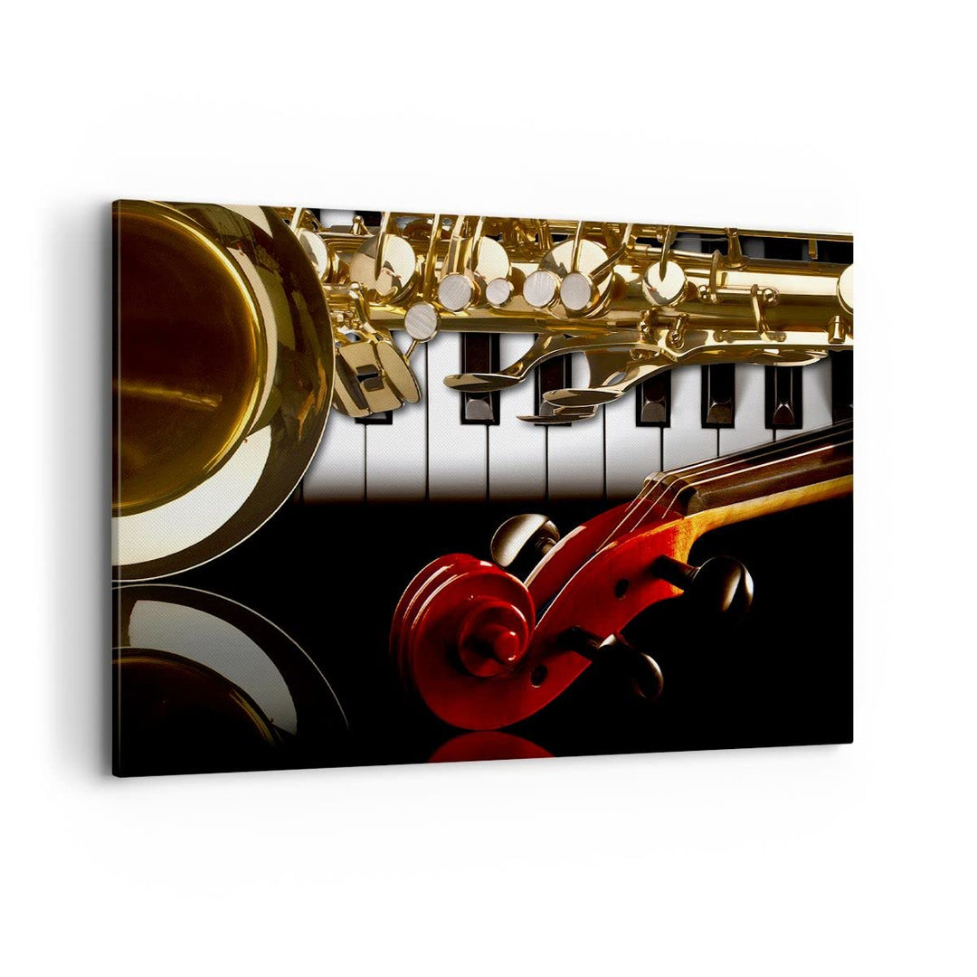 Bilder auf Leinwand 100x70cm Leinwandbild Klaviertasten Musik Instrumente Gross Wanddeko Bild Schlaf
