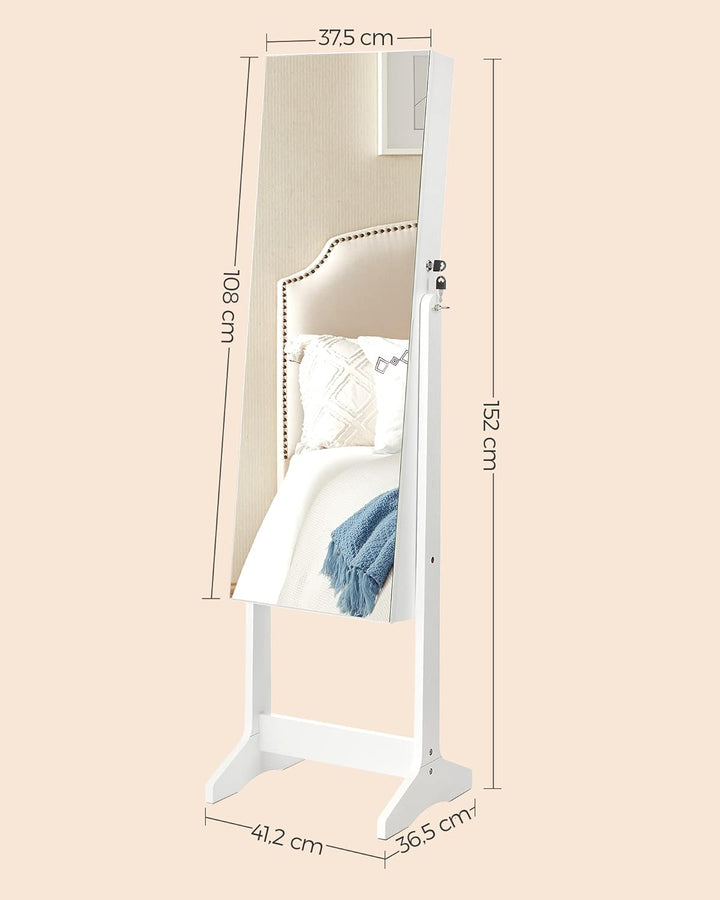 SONGMICS Schmuckschrank, Spiegelschrank stehend, mit 2 separaten Make-up Organizern, rahmenloser Gan