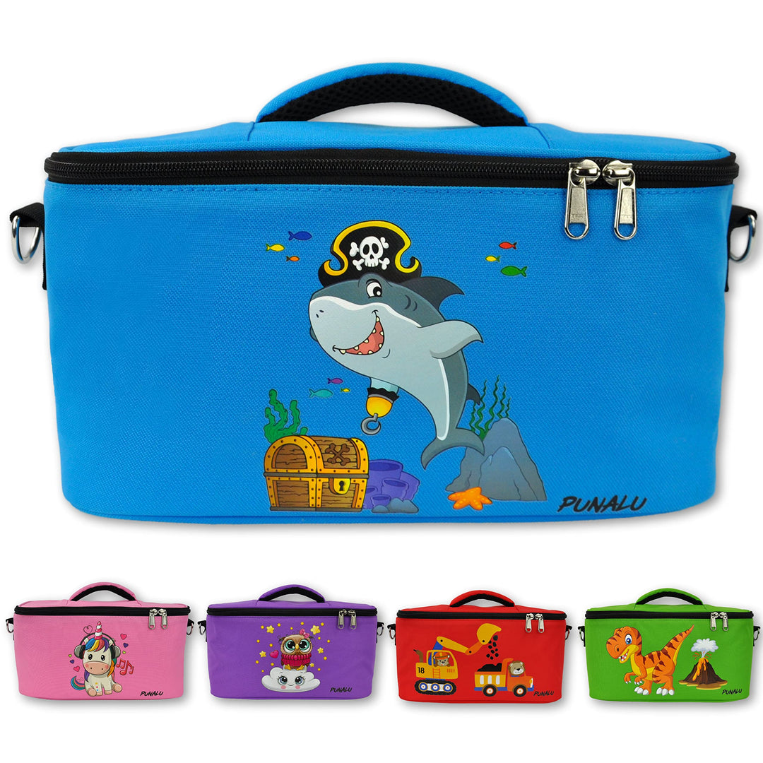 PUNALU Tasche für Toniebox, Platz für 30 Tonies, Ladegerät und Kopfhörer Toniebox Tasche (Hai hellbl