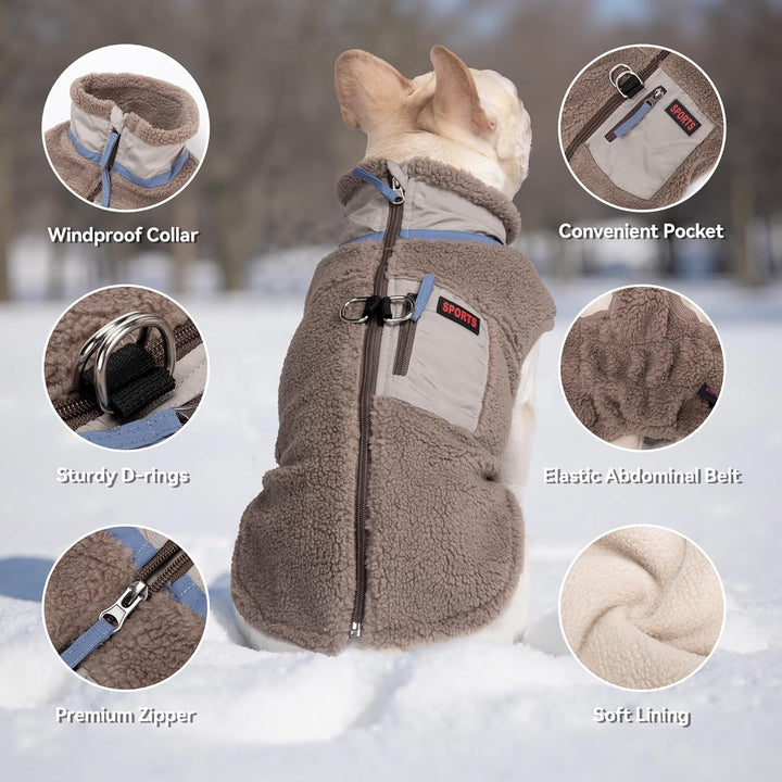 FEimaX Warme Hundemantel Winddichte Haustier Winter Fleece Hundejacke Winterweste mit D-Ring Hundekl