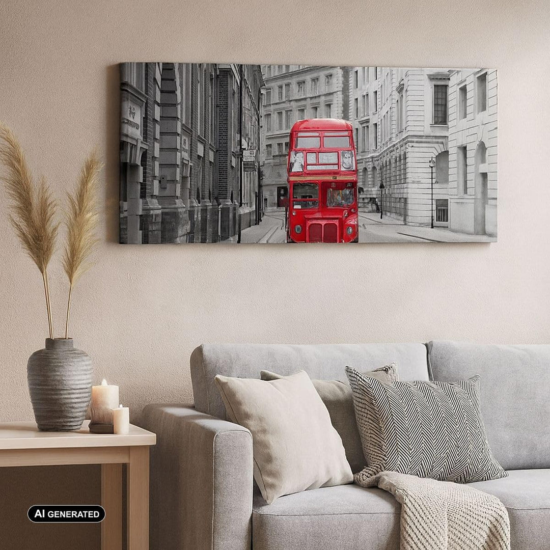 Wandbilder Dekoration Wohnzimmer Bus england urlaub london Panorama Bilder auf Leinwand 120x50cm Lei