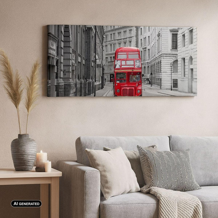 Panorama Bilder auf Leinwand 100x40cm Leinwandbild Bus england urlaub london Gross Wanddeko Bild Sch