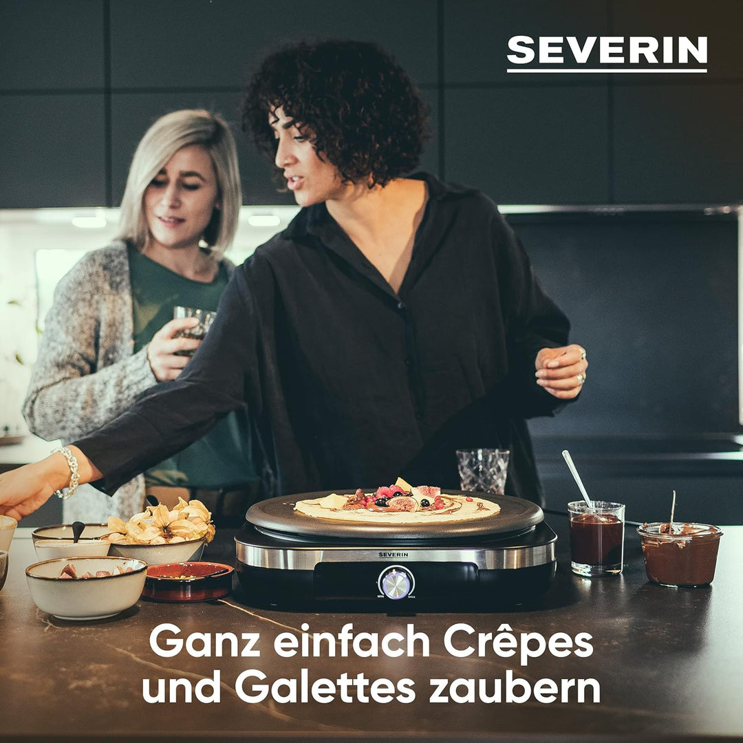 SEVERIN Crêpes Maker, Crepeseisen für süsse Crepes und herzhafte Galettes, Crepesmaker mit abnehmbar