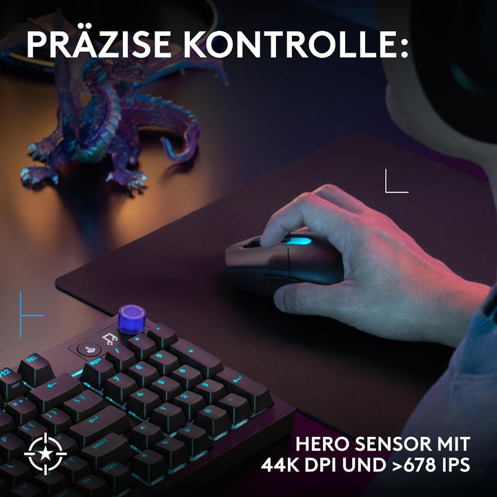 Logitech G G305 X Superlight kabellose Gaming-Maus, 61 g leichte aufladbare für den PC, Hero 44K-Sen