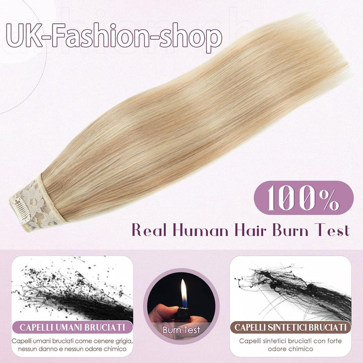 Clip Extensions In 100% Remy menschliches Haar für Frauen Blend aschblond glatt dick V-Form ein Stüc