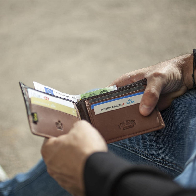 Lois - Geldbörse Herren Leder - Herren Geldbörsen Leder mit RFID Schutz - Geldbörse Herren Klein - G