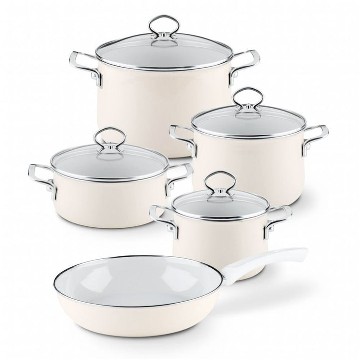 Riess, 0558-011, Emaille-Set 5-teilig, AVORIO, Emaille, Made in Österreich, LBH: 50,0x30,0x40,0cm, 1