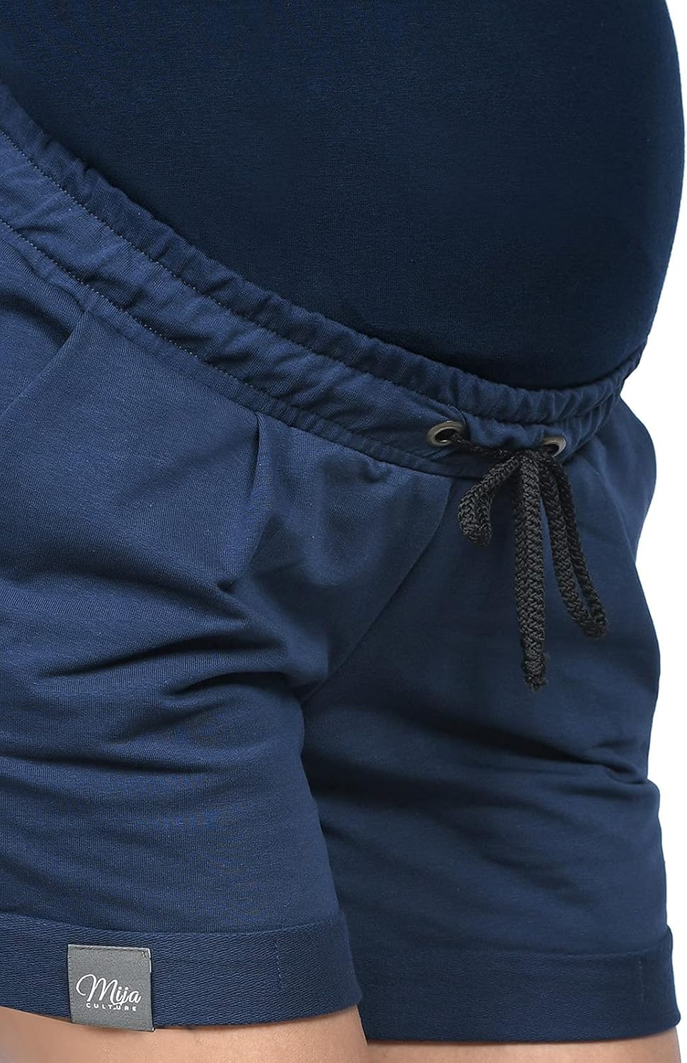 MijaCulture Kurze Umstandsshorts Umstandshose mit Bauchband für Sommer Lola M004 S Dunkelblau, S Dun