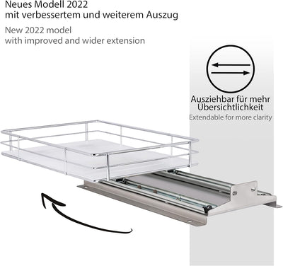 ONVAYA® Gewürzregal ausziehbar | Korb gross | Gewürzständer aus Edelstahl | Schrankeinsatz für die K