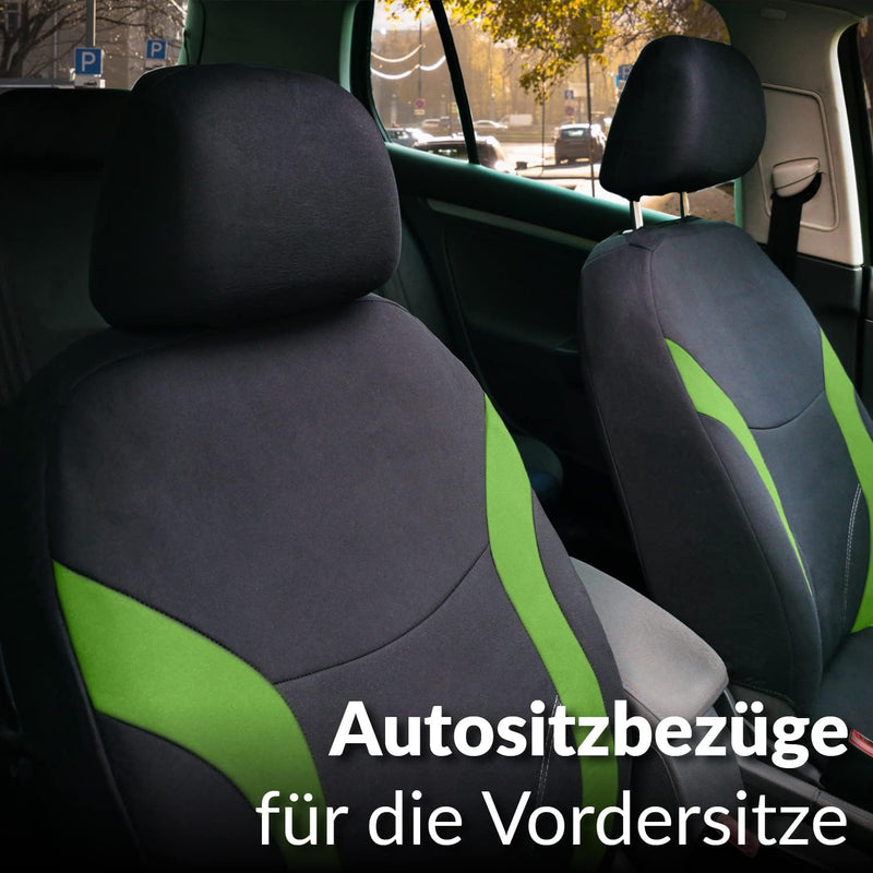 Upgrade4cars Auto-Sitzbezüge Vordersitze Grün Schwarz | Auto-Sitzschoner Set Universal für Fahrersit