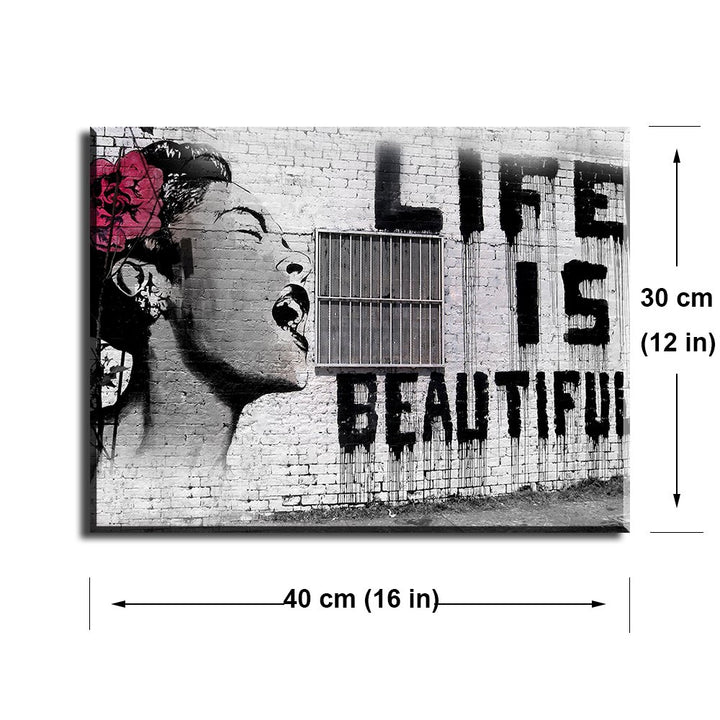 Piy Painting Leinwandbild Bansky Wandbild Life is Beautiful Schreiende Frau Wasserdichte Bilder und