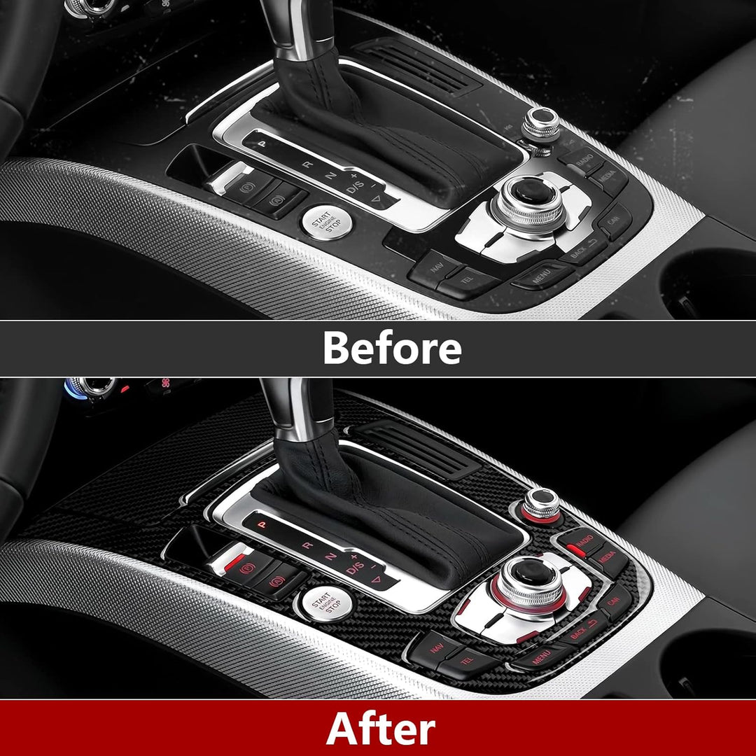 Auto Kohlefaser Schaltknauf Schalthebel Cover Trim Kompatibel mit Audi A4 B8 A5 S4 S5 Q5 RS4 RS5 Zub
