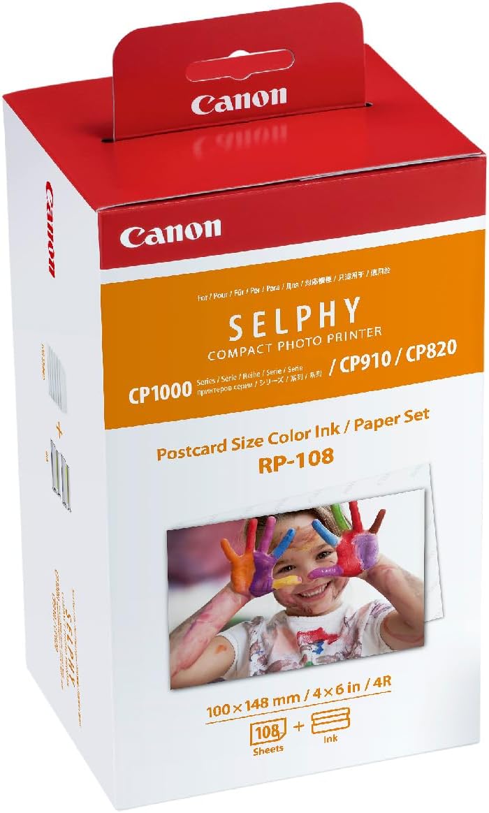 Canon RP-108 Original Farbband/Papierset Postkartengrösse 10x15cm für SELPHY CP-Drucker (108 Blatt,