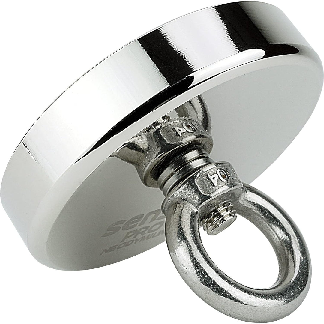 SENSEI Magnet 400 kg, Neodym-Magnet N52 mit Öse oben, Ø9 x H1,8 cm, sehr starker Neodym-Ösenmagnet f