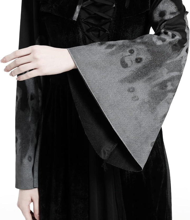 Bkpaweero Hexenkostüm Damen Halloween Kostüm Erwachsenen Hexen Kostüm Frauen Schwarze Geisterbraut A