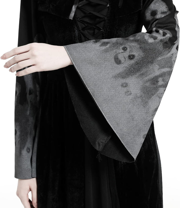Hexenkostüm Damen Halloween Kostüm Erwachsenen Hexen Kostüm Frauen Schwarze Geisterbraut Abendkleid,
