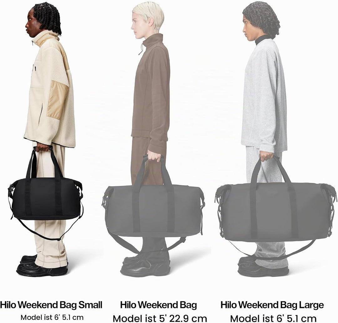 RAINS Hilo Weekend Bag Small - wasserdichte Reisetasche Schwarz, Schwarz