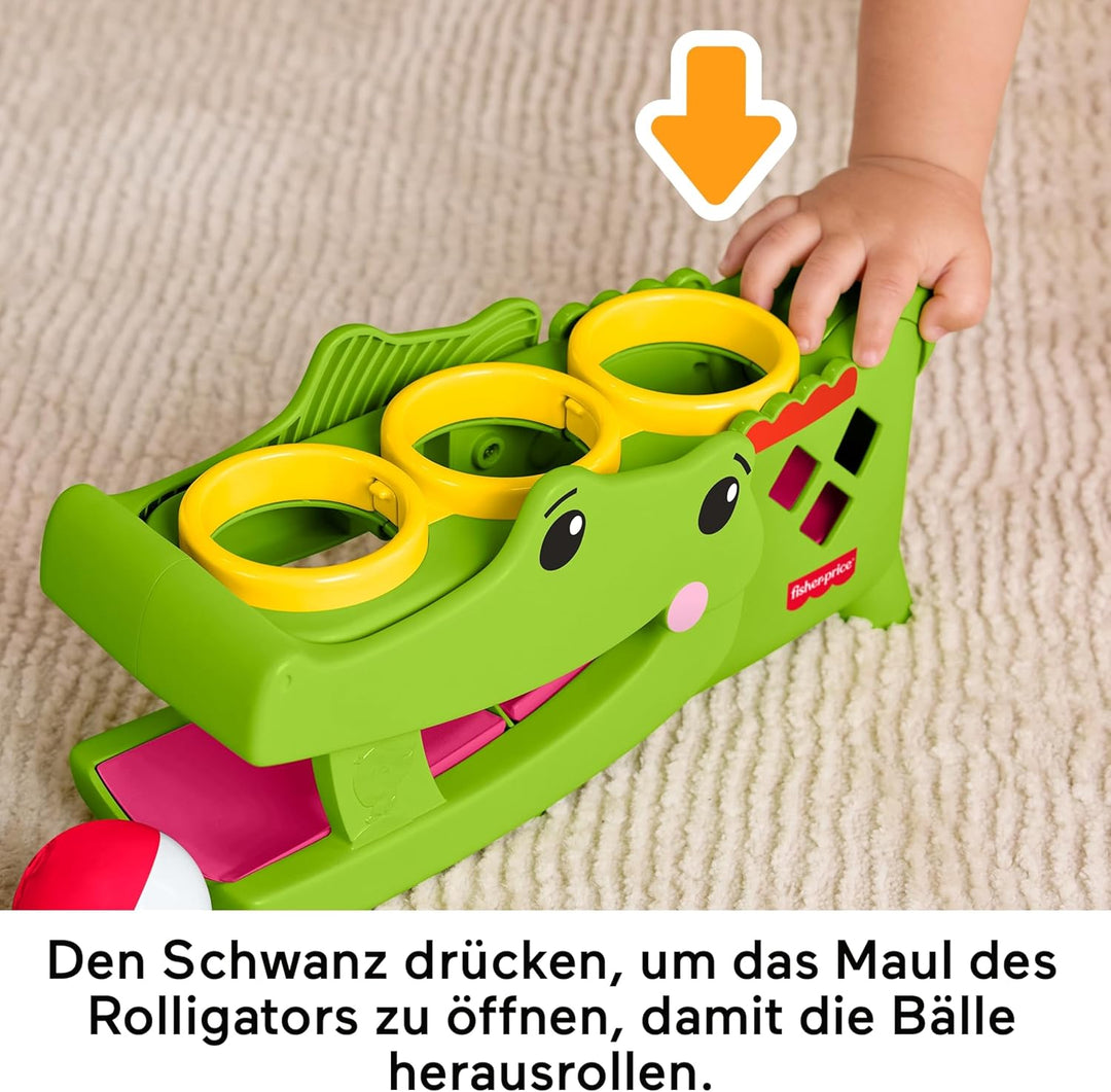 Fisher-Price Babyspielzeug Sitz- und Klopf-Rolligator, Krabbelaktivität mit Hammer und 3 Bällen zur
