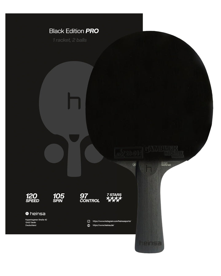Black Edition Pro – Carbon Tischtennisschläger mit Mech-Tek Predator Belag (2,1 mm), ITTF-zugelassen