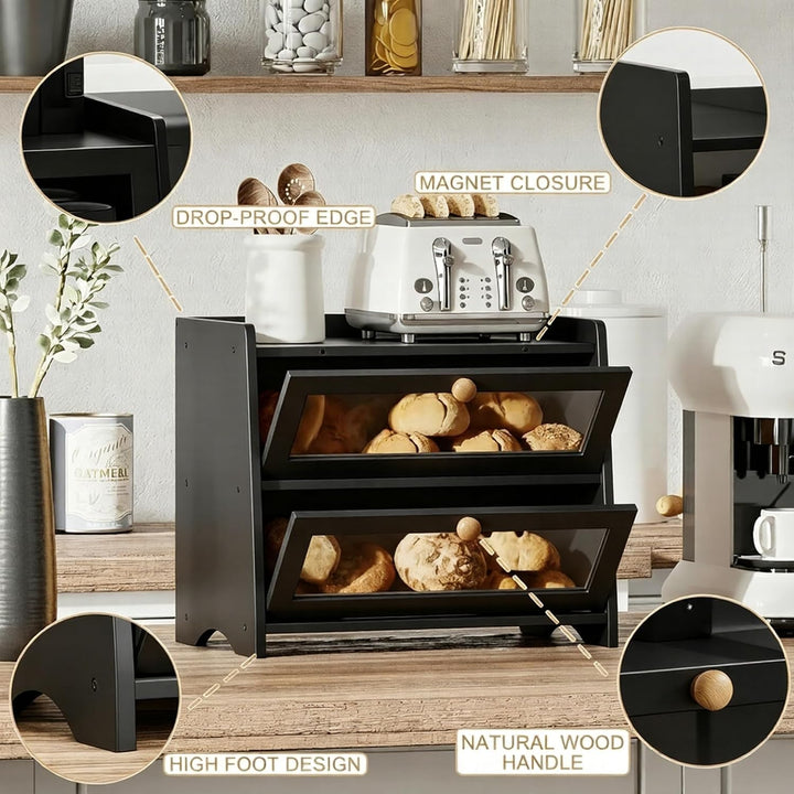 BAMBANG Brotkasten Bambus,Brotaufbewahrung Frischhalten Brotbehälter Brotschrank Bread Box Holz,Brot