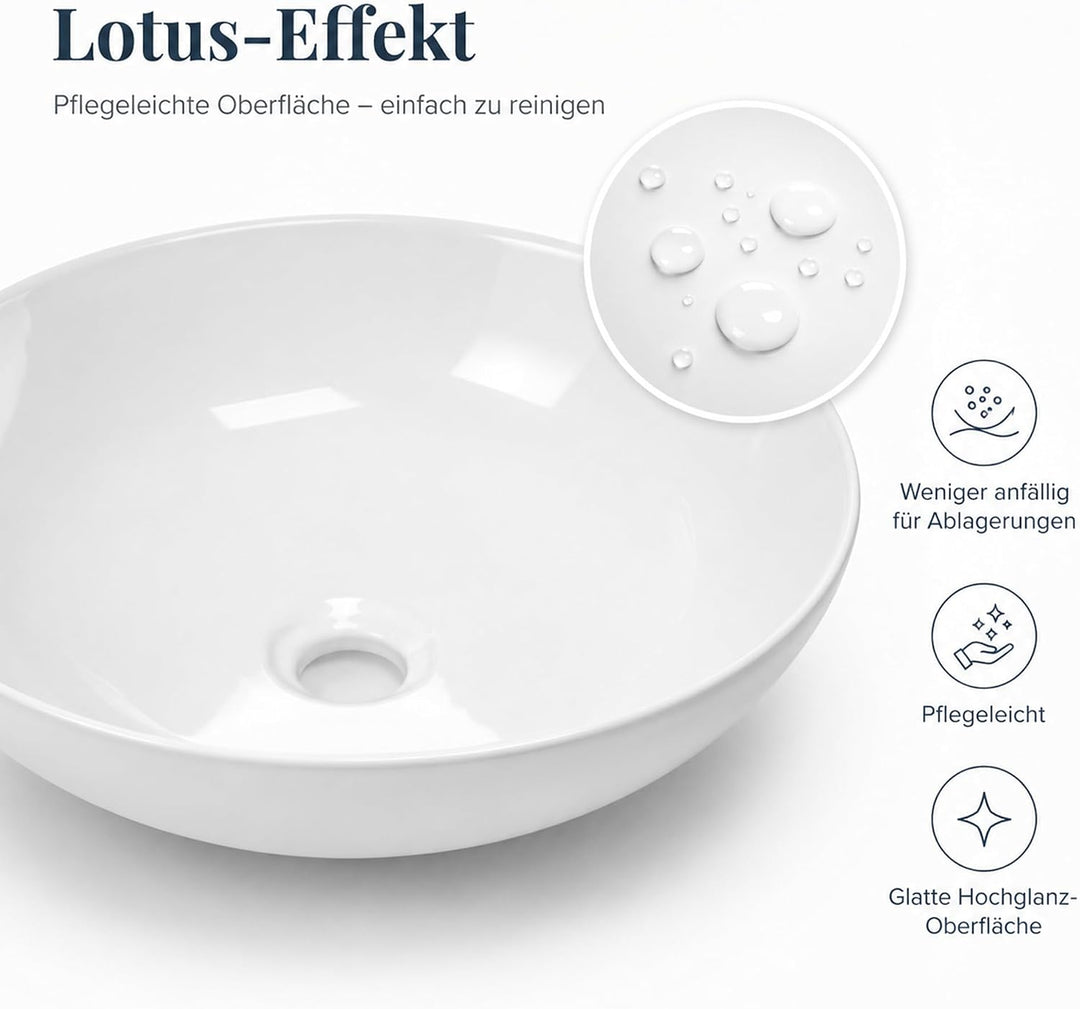 Art-of-Baan® Aufsatzwaschbecken I edles Waschbecken mit Lotus-Effekt I hochwertiges Handwaschbecken