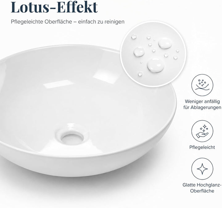 Art-of-Baan® Aufsatzwaschbecken I edles Waschbecken mit Lotus-Effekt I hochwertiges Handwaschbecken