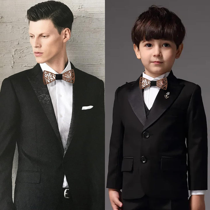 Mr.Van Klassische Holzfliege Set für Herren Jungen 2PCS, Kinderfliege Verstellbar Fliege für Hochzei