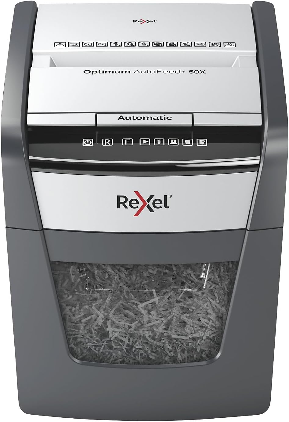 Rexel Optimum AutoFeed+ 50X Automatischer Aktenvernichter CH, 50 Blatt, Sicherheitsstufe P4, Partike