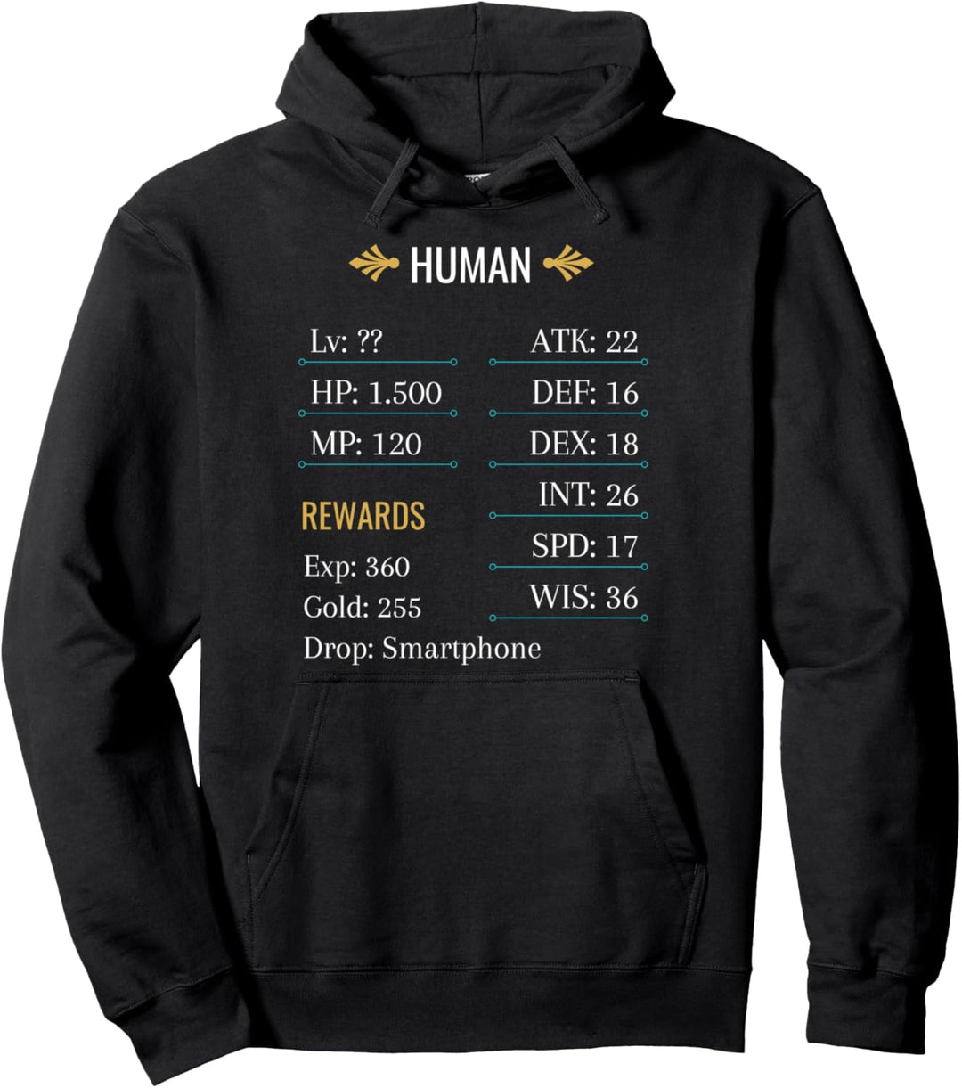 Jrpg RPG menschliche Gamer Statistiken Pullover Hoodie