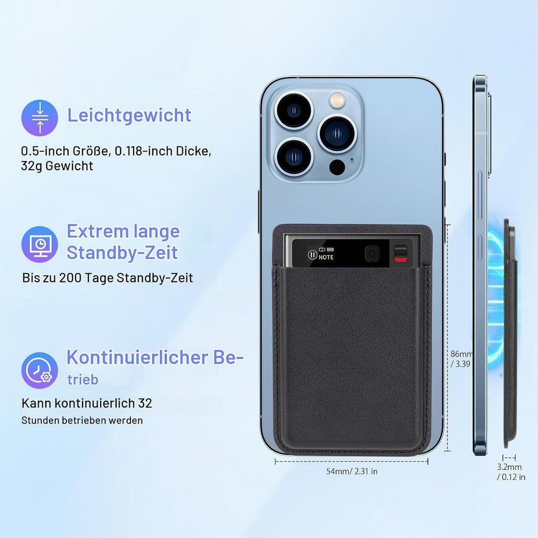 Ki Sprachrekorder - 64GB Diktiergerät Mini mit Schreibfunktion &amp; Langer Standby-Zeit - Keine Einschr
