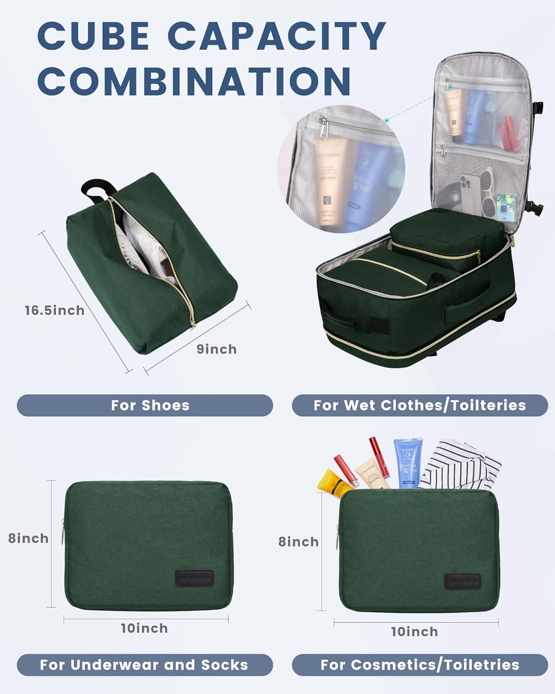 LOVEVOOK Handgepäck Rucksack Flugzeug, 40L Gross Reiserucksack Damen Kofferrucksack, Wasserdicht Rei