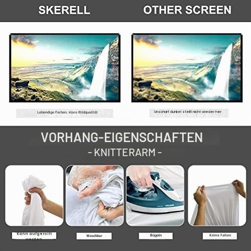 Projector Screen with Stand 80 inch Portable Projection Screen 16:9 4K HD Projections Movies Screen
