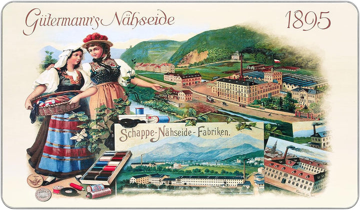 Gütermann creativ Nostalgie-Box mit 48 Spulen Allesnäher 100 m in verschiedenen Farben Mehrfabig 48