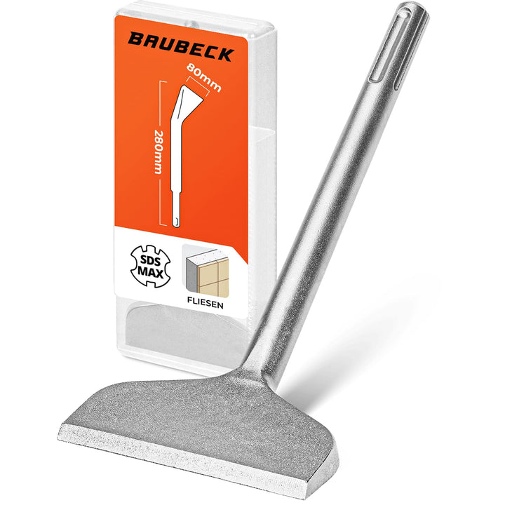 BAUBECK Robuste Fliesenmeissel SDS Max - schnelles Lösen von Putz & Kleberesten [10° abgewinkelt], h