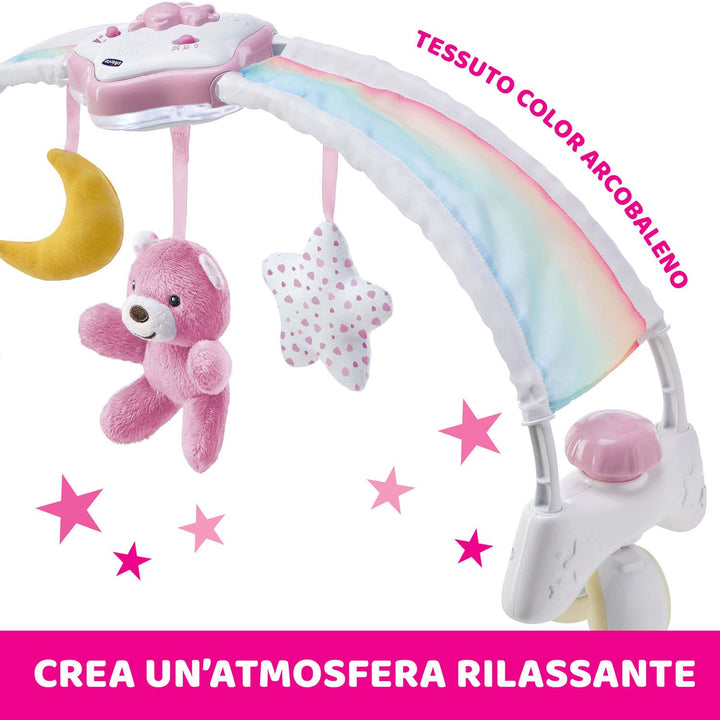 Chicco Regenbogen-Spielbogen für Kinderbett, 2in1 Evolutionskompatibel Next2Me, Babywanne mit Regenb