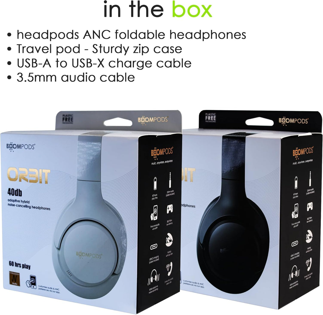 Boompods Orbit ANC Over Ear Active Noise Cancelling Kopfhörer Leichte Kabellose Over-Ear Kopfhörer m