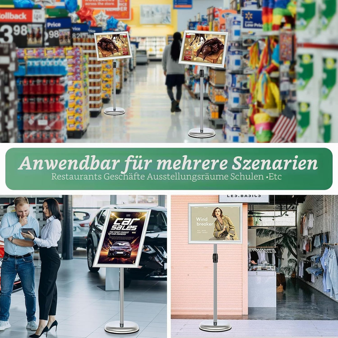 Mutualsign Infoständer A3 Aluminium Plakatständer Höhenverstellbar Posterständer Informationsständer