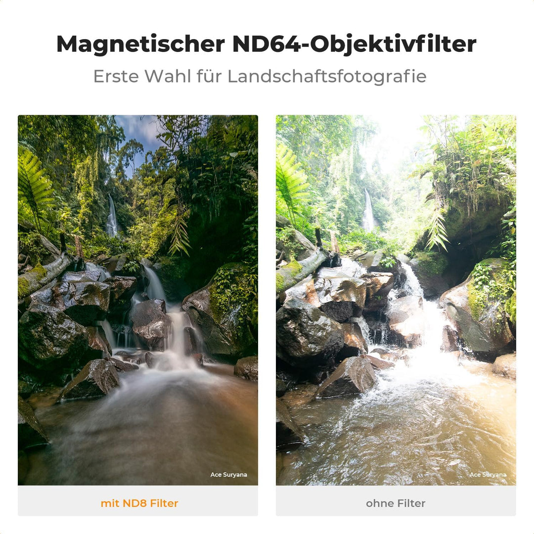 K&F Concept Nano X-Serie Magnetic ND Filter Graufilter ND64 (6 Blendenstufen) Magnetisches Schnellwe