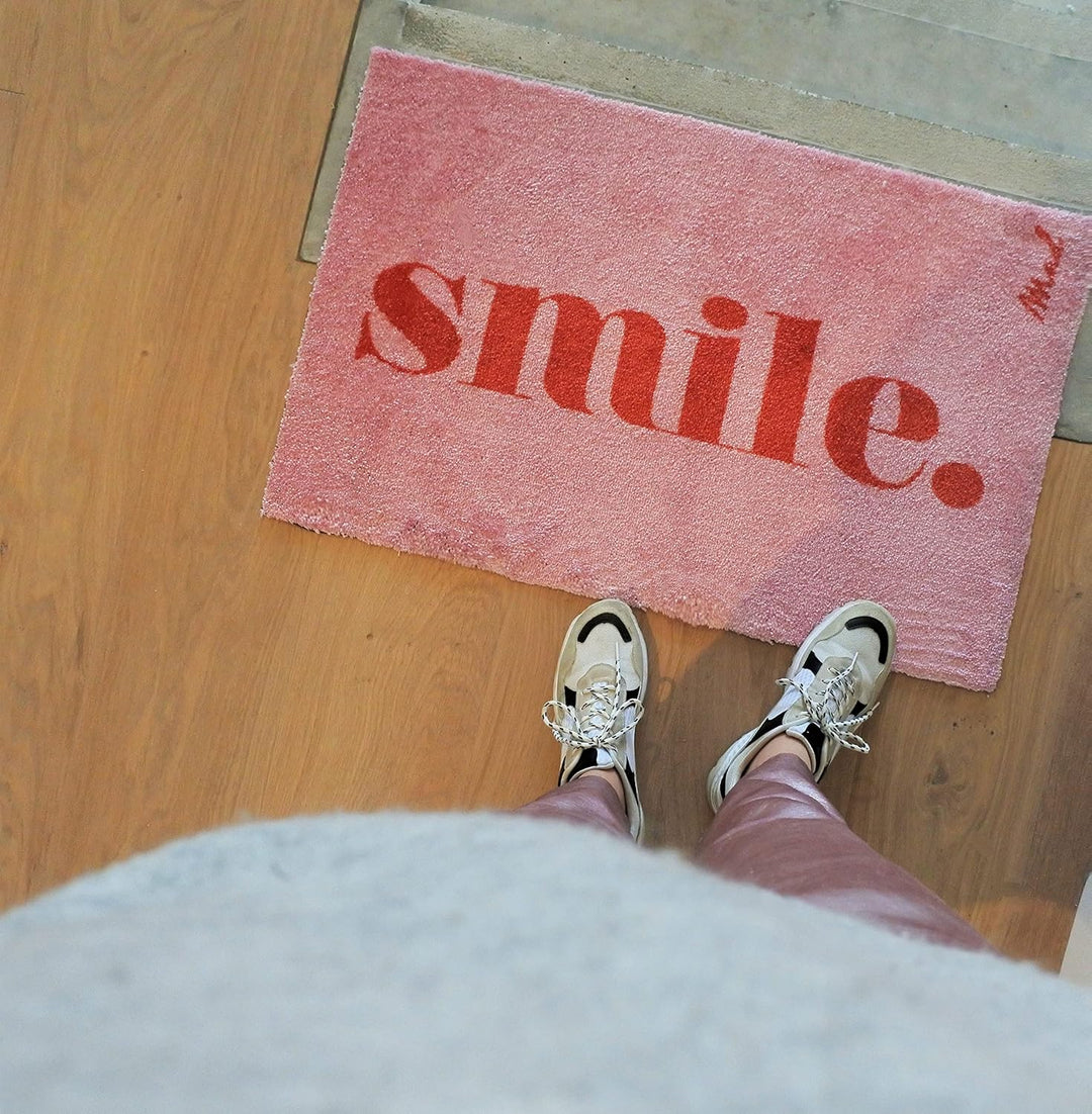 Mad about Mats Fussmatte Perla, Türvorleger, Indoor, Badematte, Pink Rot, Mit Spruch Smile., Trendy,
