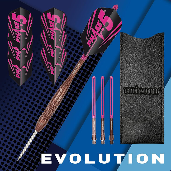Unicorn Steel Tip Darts Barrels | Evolution Series Phase 1, 2, 3, 5 & 6 | Natural 90%, 95% & 97% Tun