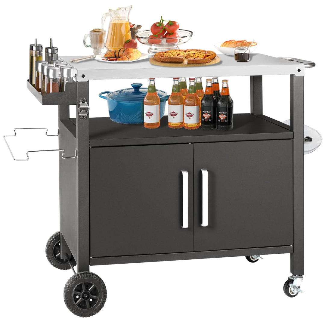 Kendane Grilltisch mit Grosser Arbeitsfläche | Grill Beistelltisch, Outdoor Grill Trolley, Grilltisc