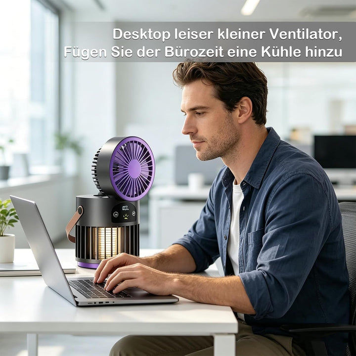 USB-Tischventilator, Mückenvernichter, für Haus, Büro, Camping | Tischventilator leise, 5-Stufen, Ak