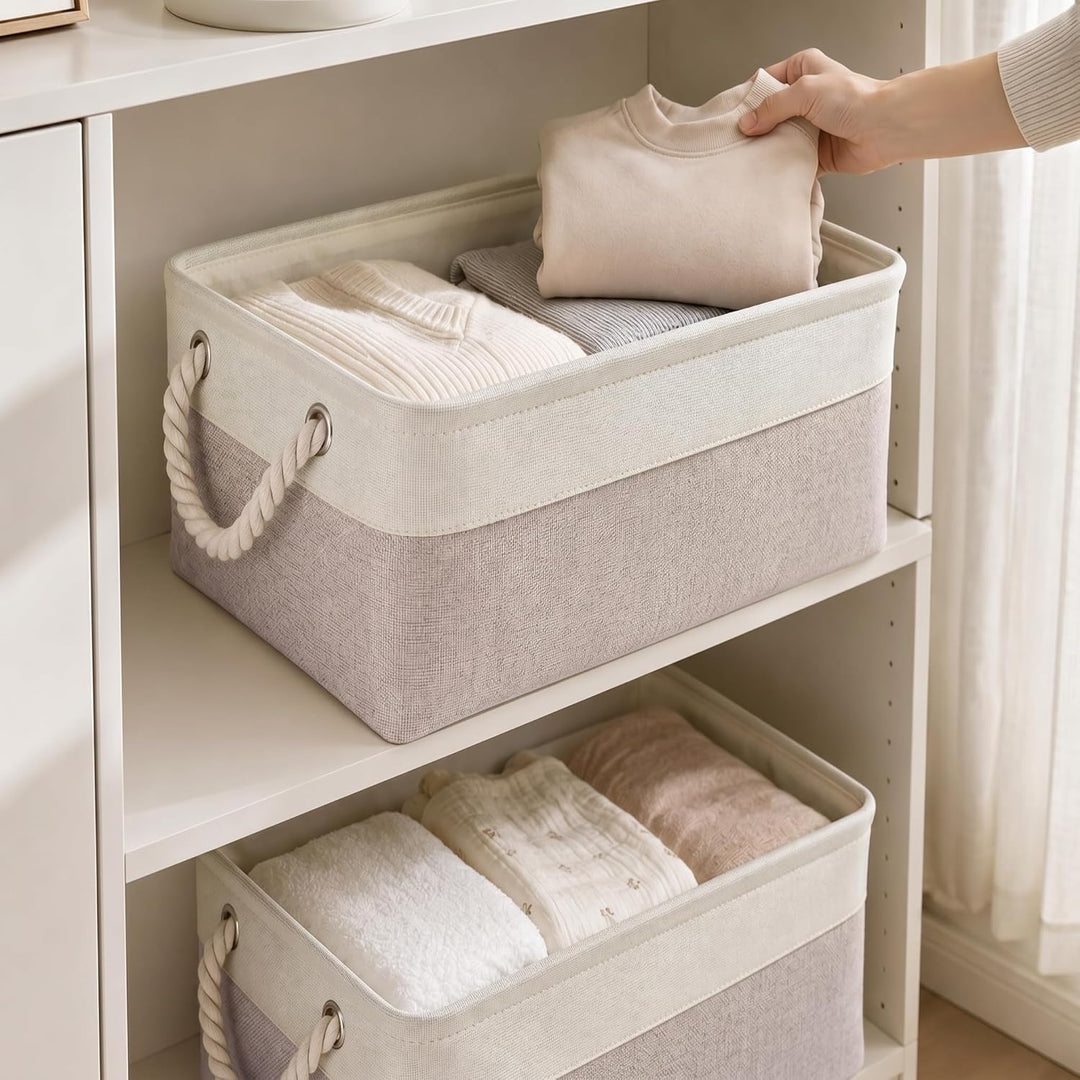 Mangata aufbewahrungskorb Stoff 4er Set, aufbewahrungsbox gross Schrank, Korb aufbewahrung Stoff mit
