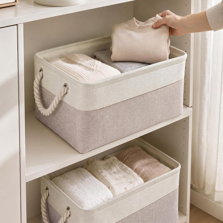Mangata aufbewahrungskorb Stoff 4er Set, aufbewahrungsbox gross Schrank, Korb aufbewahrung Stoff mit