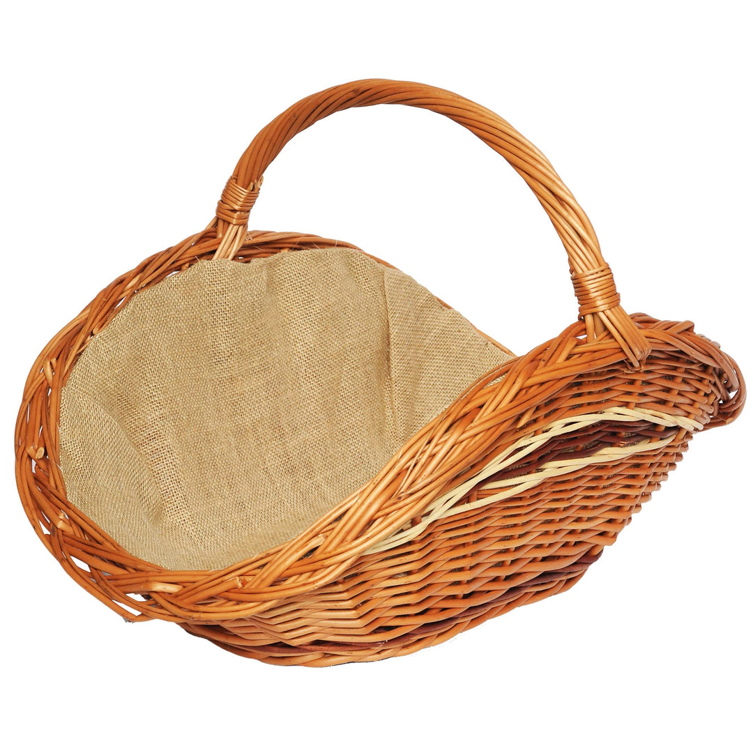 Kaminholzkorb aus Weide Kaminkorb Holzkorb mit Jute Weidenkorb Holz Kamin Kaminholz (Hellbraun, Typ